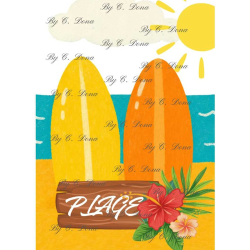 Image digitale - papier scrap a4 / affiche à imprimer - planche de surf