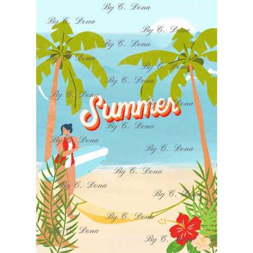 Image digitale - papier scrap a4 / affiche à imprimer - summer