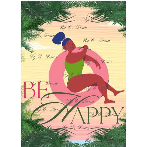 Image digitale - papier scrap a4 / affiche à imprimer - be happy