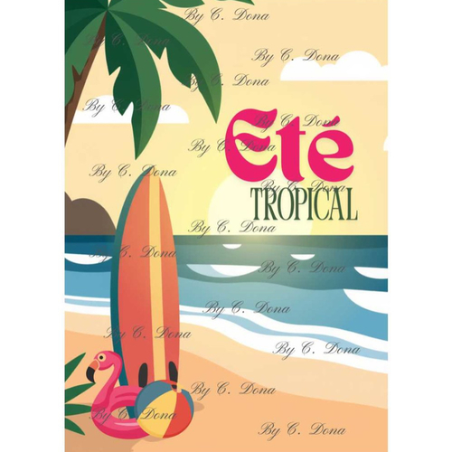 Image digitale - papier scrap a4 / affiche à imprimer - eté tropical