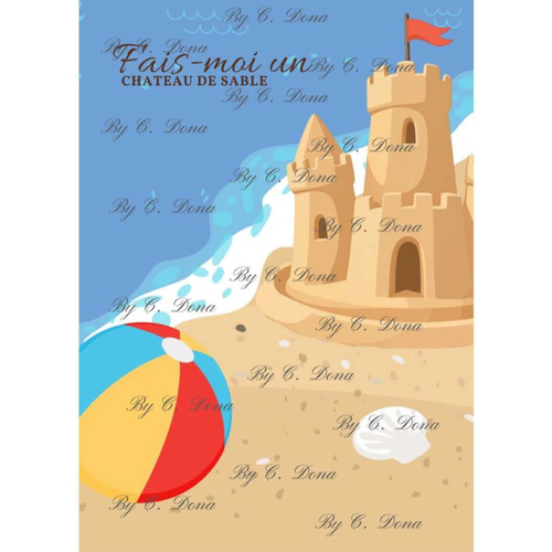 Image digitale - papier scrap a4 / affiche à imprimer - château de sable