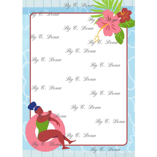 Image digitale - papier scrap a4 / papier à lettres - hibiscus et bouée