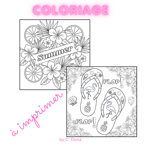 Coloriage à imprimer - thème été vacances - 10 pages