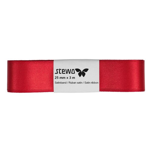 Ruban satin - rouge - 25 mm x 3 m