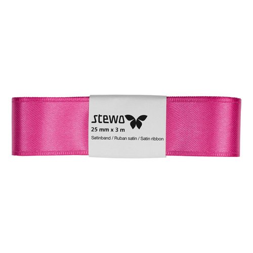 Ruban satin - rose fuchsia - 25 mm x 3 m