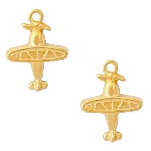 6 breloques avion vintage - métal doré - 15 x 17 mm