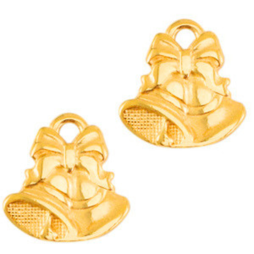 3 breloques cloches de noël - métal doré - 17 x 16 mm