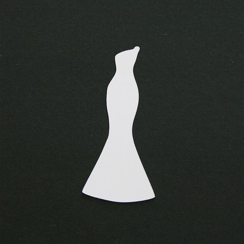 Découpe en papier - robe longue - blanc - 3,2 x 7 cm