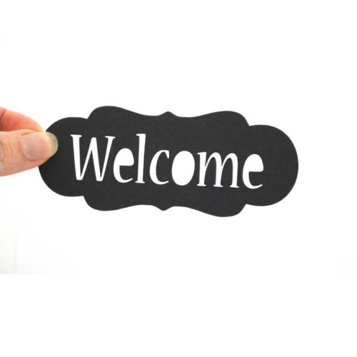 Découpe en papier - welcome - noir - 12 x 4,9 cm
