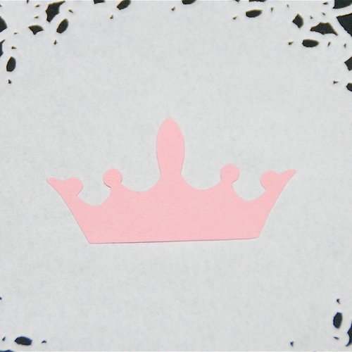 Découpe papier - couronne - rose clair - 4,5 x 2,5 cm
