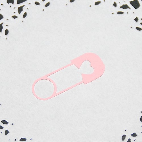 Découpe papier - epingle à nourrice coeur - rose clair - 1,7 x 4 cm