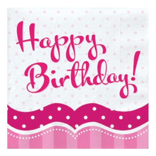 1 paquet de 18 serviettes en papier - happy birthday - 33 x 33 cm