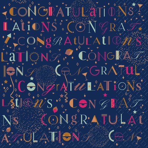 1 paquet de 20 serviettes en papier - congratulations / félicitations - 33 x 33 cm