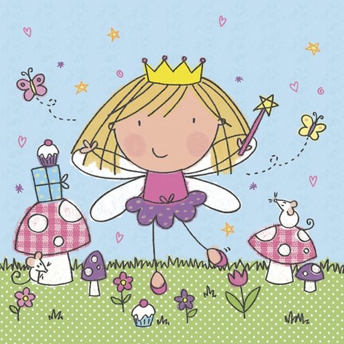 1 paquet 20 serviettes en papier - petite reine des fées - 33 x 33 cm