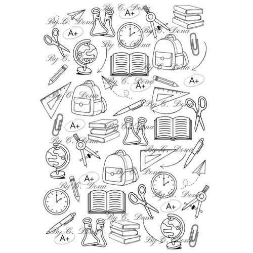 Image digitale - papier scrap a4 à imprimer - rentrée des classes - noir et blanc