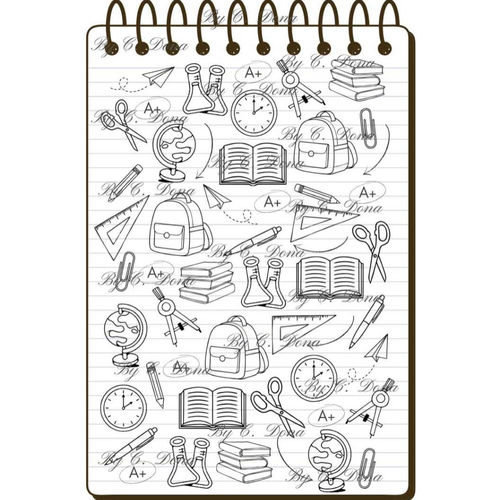 Image digitale - papier scrap a4 à imprimer - rentrée des classes - carnet à spirales