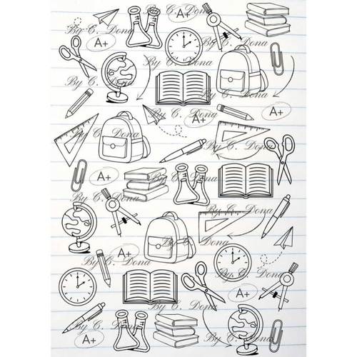 Image digitale - papier scrap a4 à imprimer - rentrée des classes - feuille lignes bleues