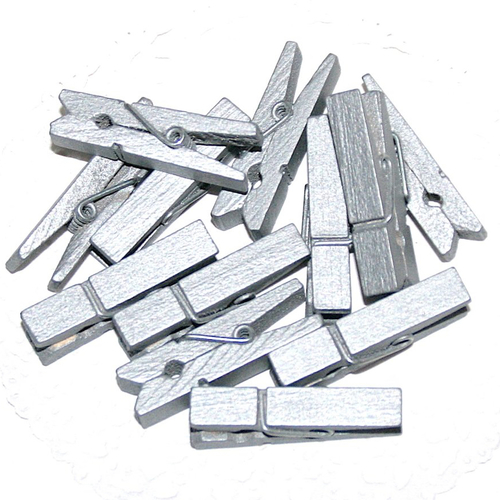 Pinces à linge en bois - argent - 3,5 cm