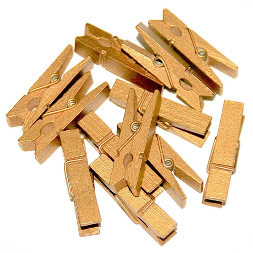 Pinces à linge en bois - doré - 3,5 cm