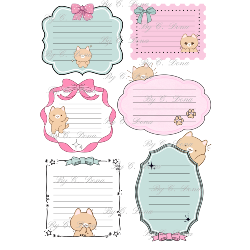 Image digitale à imprimer - notes - chats