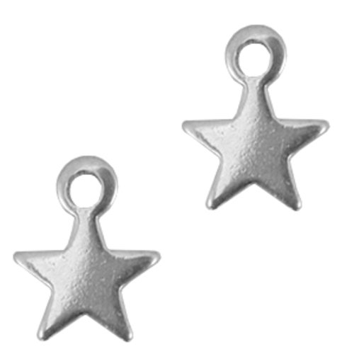 25 breloques etoiles - acier inoxydable - 10 x 8 mm