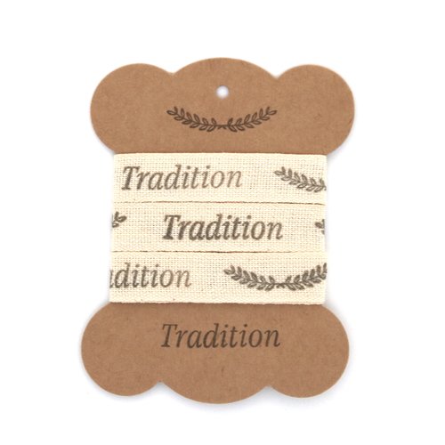 Ruban gros grain artisanal - tradition et feuillage - 15 mm x 1 m
