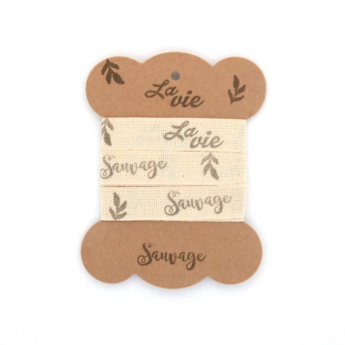 Ruban gros grain artisanal - la vie sauvage - 15 mm x 1 m
