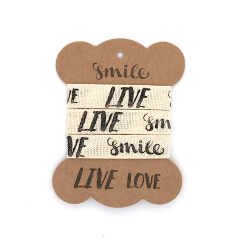 Ruban gros grain artisanal - live love smile - 15 mm x 1 m