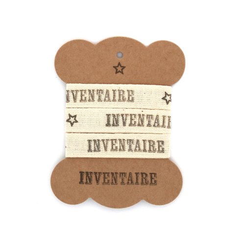 Ruban gros grain artisanal - inventaire et étoile - 15 mm x 1 m