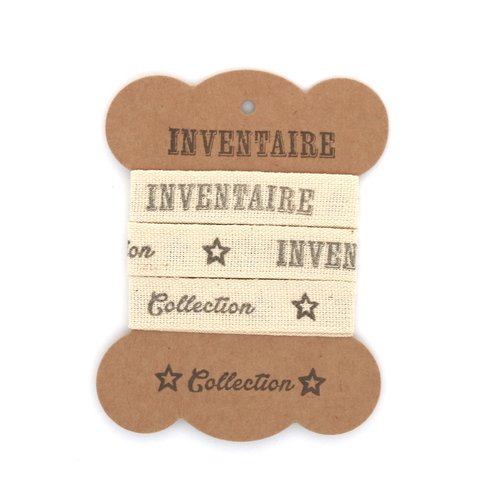 Ruban gros grain artisanal - inventaire, collection et étoile - 15 mm x 1 m