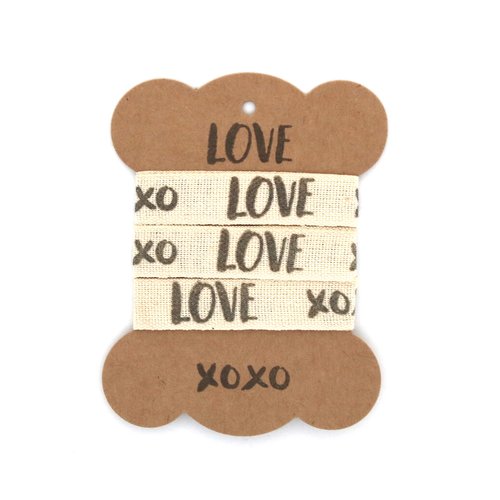 Ruban gros grain artisanal - love xoxo - 15 mm x 1 m