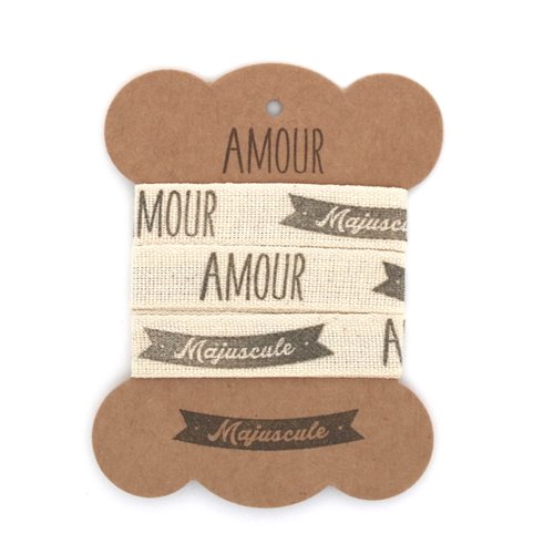 Ruban gros grain artisanal - amour majuscule - 15 mm x 1 m