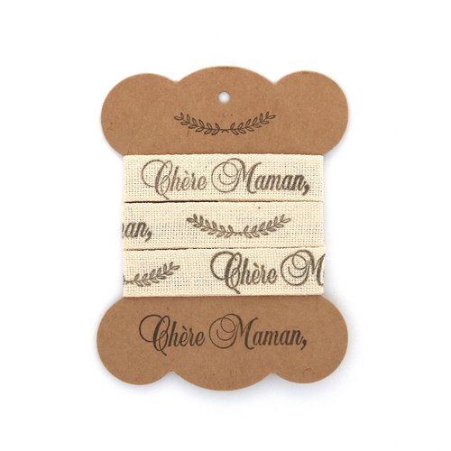 Ruban gros grain artisanal - chère maman - 15 mm x 1 m
