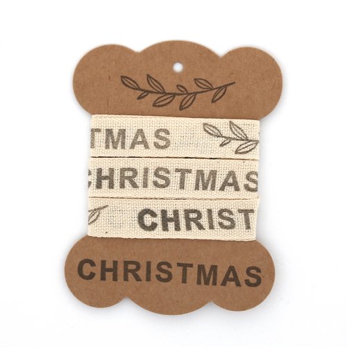 Ruban gros grain artisanal - christmas et feuillage - 15 mm x 1 m