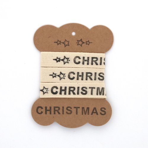 Ruban gros grain artisanal - christmas et étoiles - 15 mm x 1 m