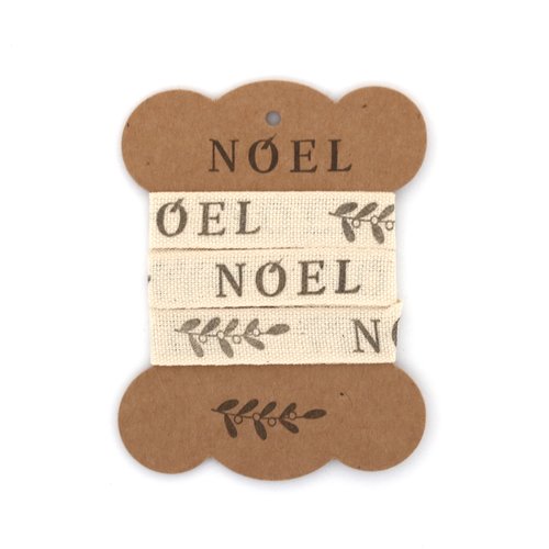 Ruban gros grain artisanal - noël et gui - 15 mm x 1 m