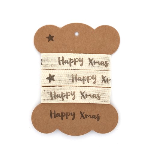 Ruban gros grain artisanal - happy xmas - 15 mm x 1 m