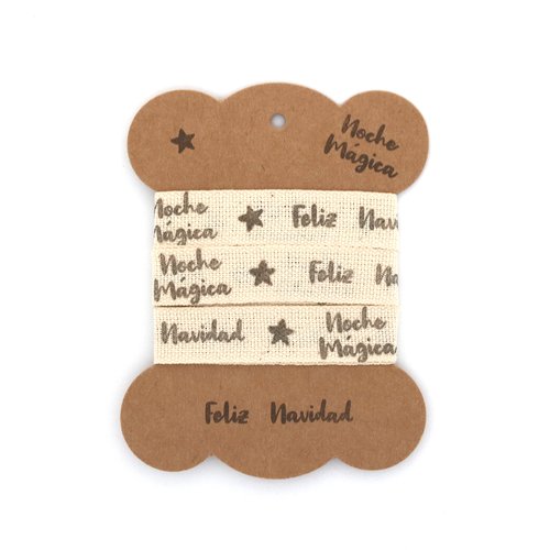 Ruban gros grain artisanal - feliz navidad noche magica - 15 mm x 1 m