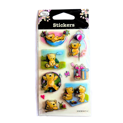 Stickers 3d - oursons - anniversaire -ballons, cadeaux, pique-nique...  - modèle n°1