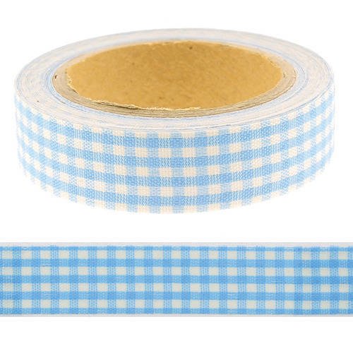 Fabric tape / masking tape tissu / ruban adhesif - vichy - bleu et blanc - carreaux