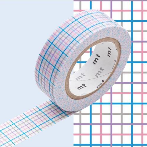 Masking tape - carreaux bleu et rose - mt