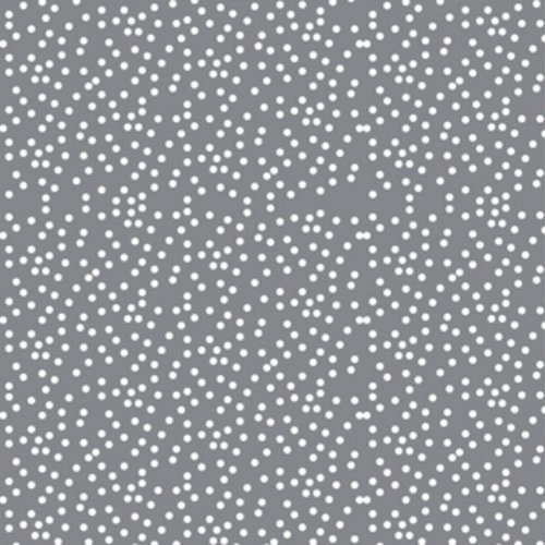 Coupon tissu - toile imprimée à pois gris et blanc - blanc en neige  - kesi'art - 30 x 60 cm