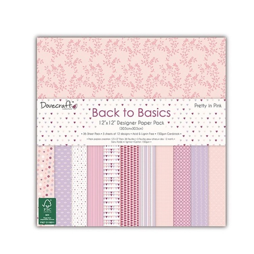 Bloc papier scrapbooking - 20,3 x 20,3 cm - pretty in pink - dovecraft