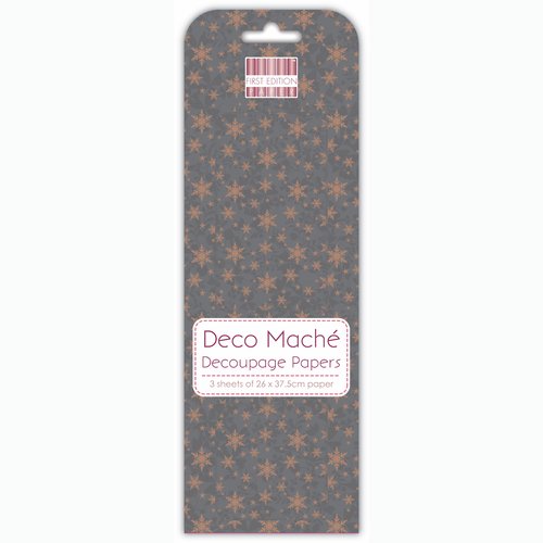 Papier patch deco maché - flocons de neige gris et pêche - first edition
