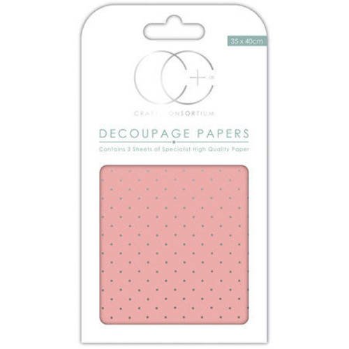 3 feuilles de papier patch - rose à pois argent - craft consortium