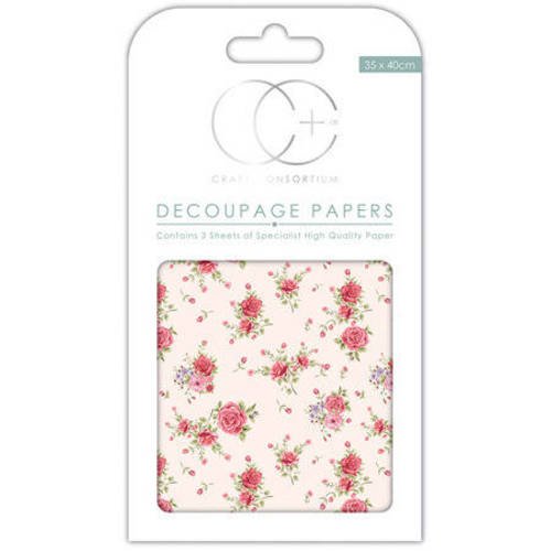 3 feuilles papier patch découpage motif floral sur fond crème craft consortium