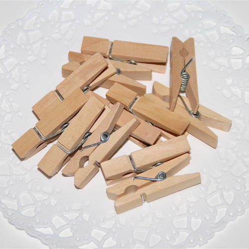 12 pinces à linge en bois brut - 3,5 cm 