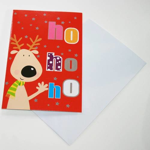 Lot de 10 cartes de voeux - noël - renne - ho ho ho - avec enveloppes
