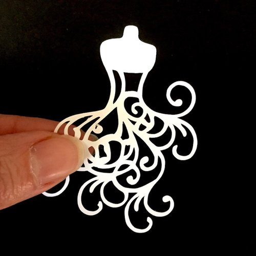 Découpe en papier - mannequin design - blanc - 5,7 x 7 cm
