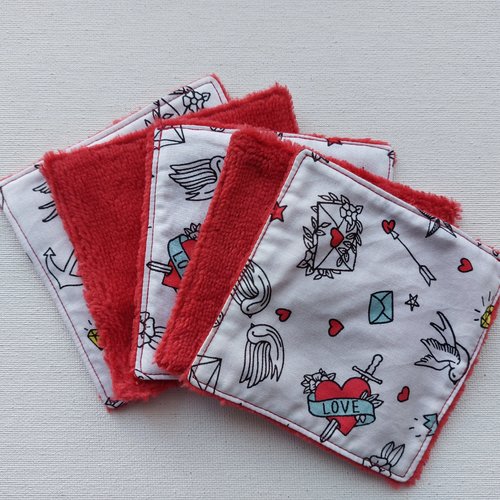 Lingettes démaquillantes motifs st valentin  en lot de 5  n°8